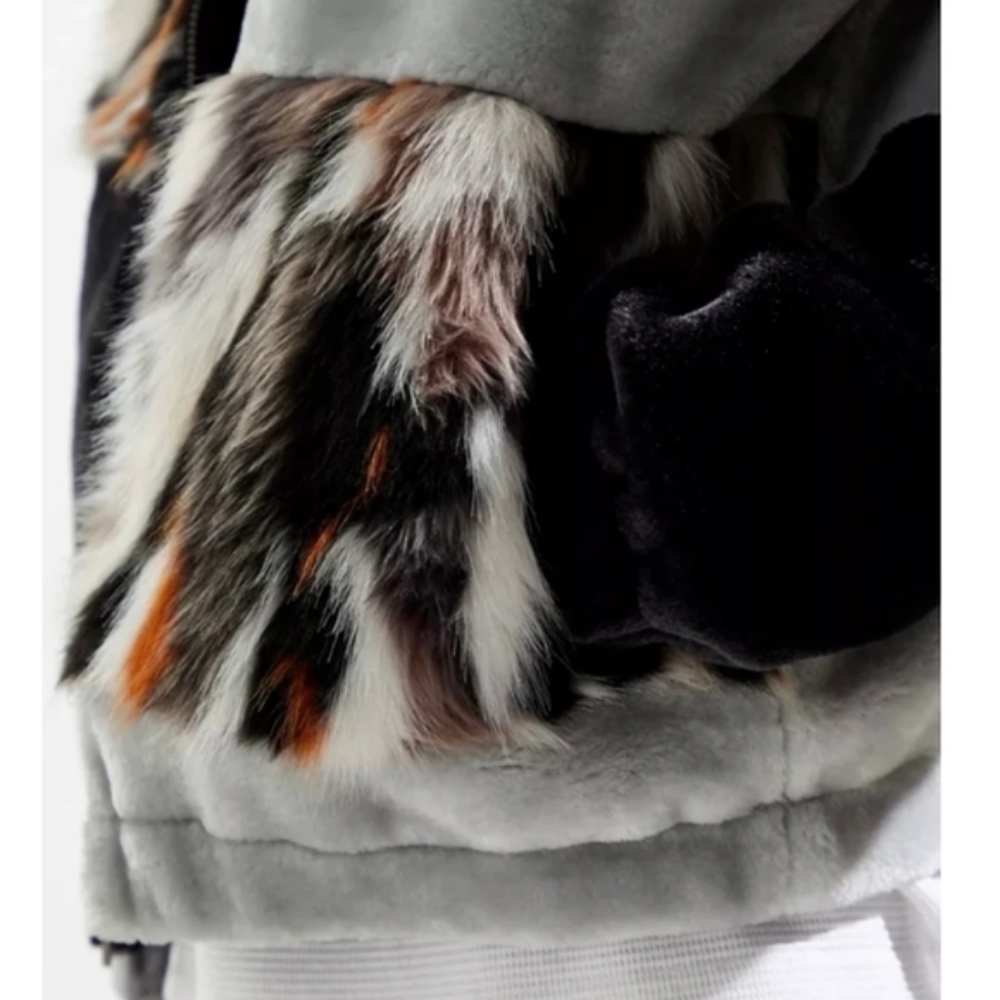 UO Blocked Faux Fur Jacket Bomber Jacket - Picture 11 of 15